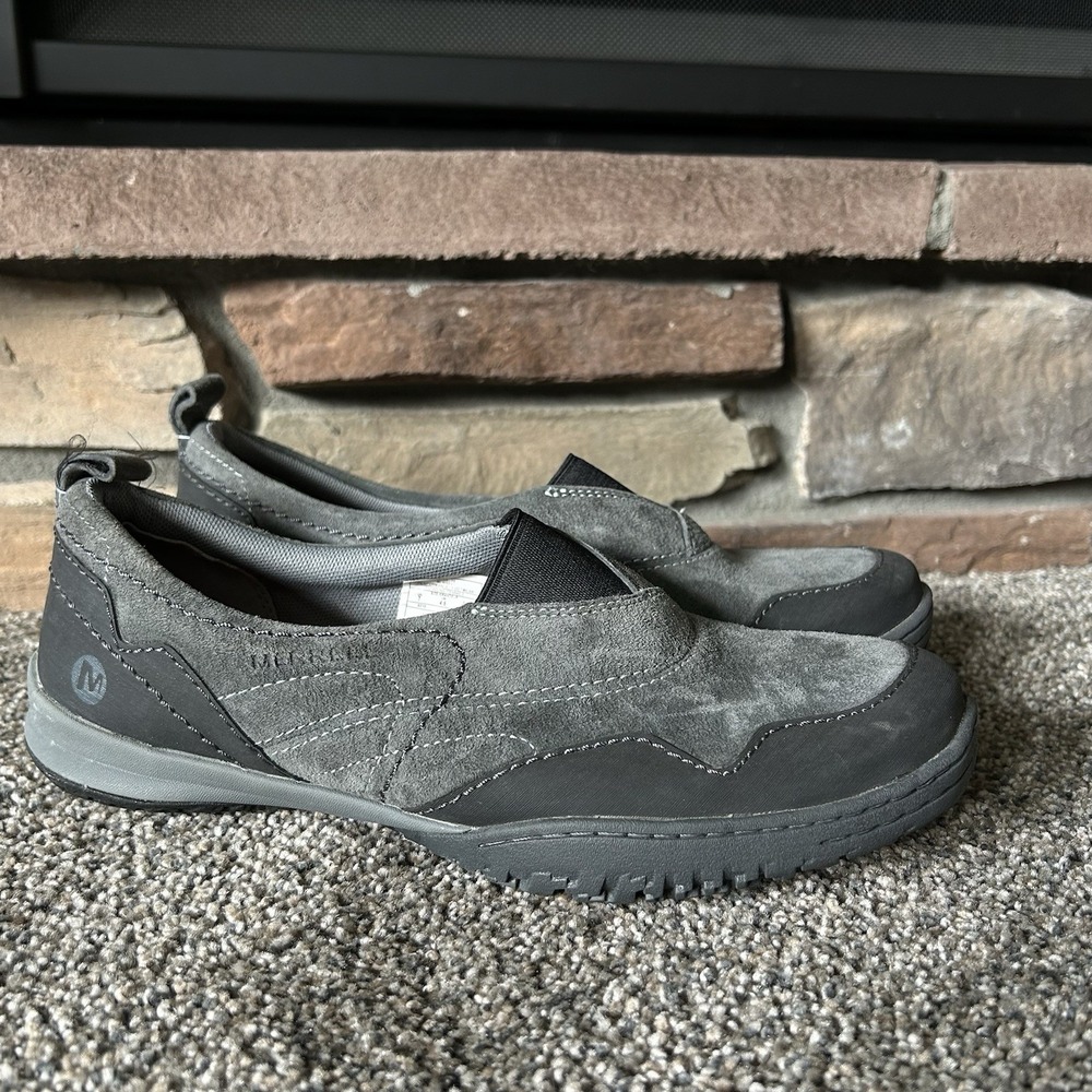 Merrell Albany Moc Slip-On Loafers - Women's 7 - Suede Granite Gray